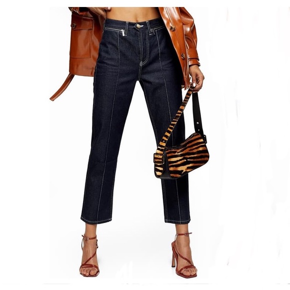 Topshop Denim - Topshop Contrast Stitch Straight Jeans